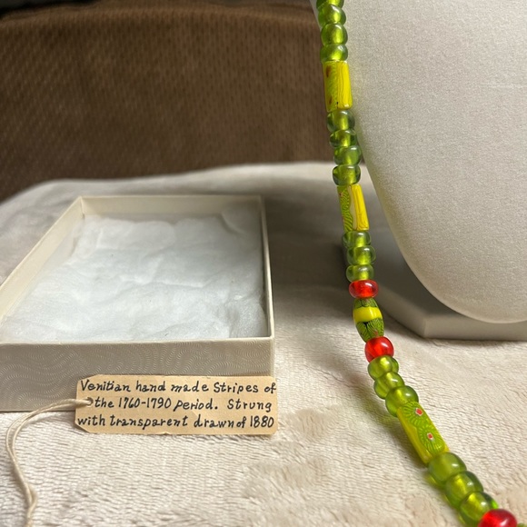 African Trade~Venetian Vintage (1760-1790) Millefiori Lime Green Glass Beads - Picture 7 of 16